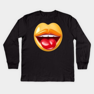 Tongue Out Emoji Sticker - Express Yourself with this Playful Emoticon Kids Long Sleeve T-Shirt